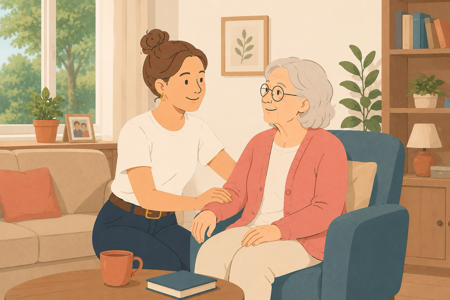 Un intervenant Esprit de Famille avec un senior
